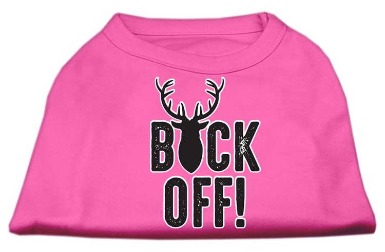 Buck Off Screen Print Dog Shirt Bright Pink XS